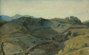 イタリアの険しい渓谷、1833-34年（カードに紙に油彩を塗ったもの） 作： Rudolph Friedrich Wasmann
